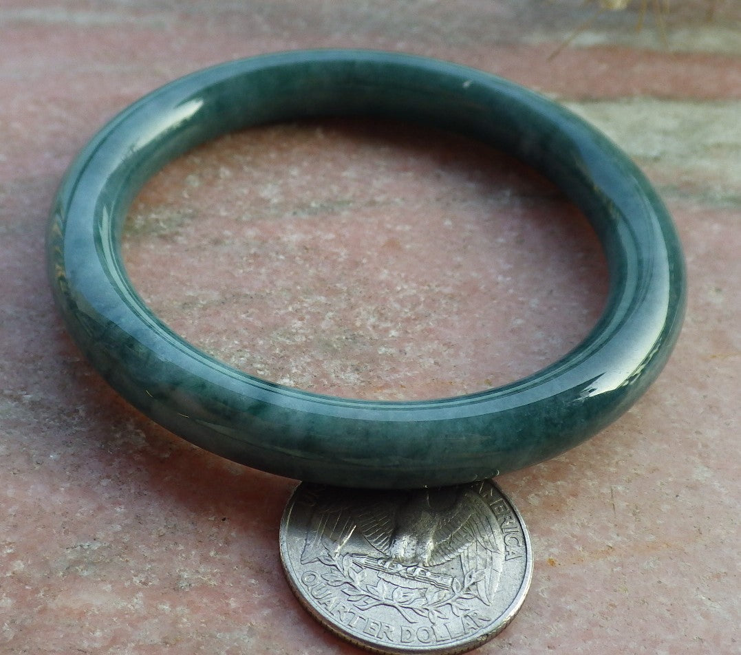 Certified Hand Carved Green Natural Burma A JADE Circle Jadeite Bangle Bracelet 55mm