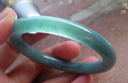 Certified Hand Carved Green Natural Myanmar Burma A JADE Circle Jadeite Bracelet Bangle 53mm