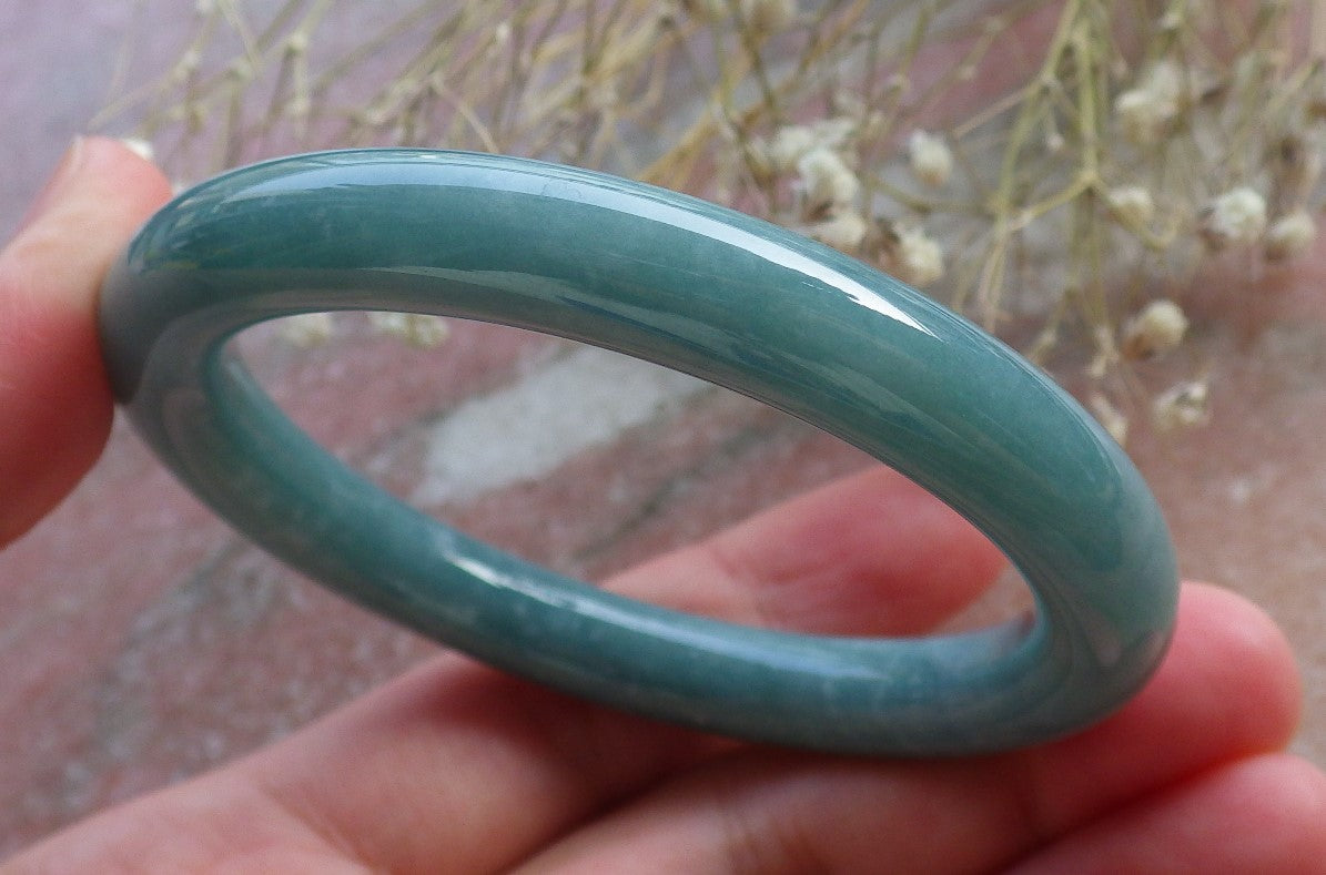 Certified Hand Carved Green Natural Myanmar Burma A JADE Circle Jadeite Bracelet Bangle 53mm
