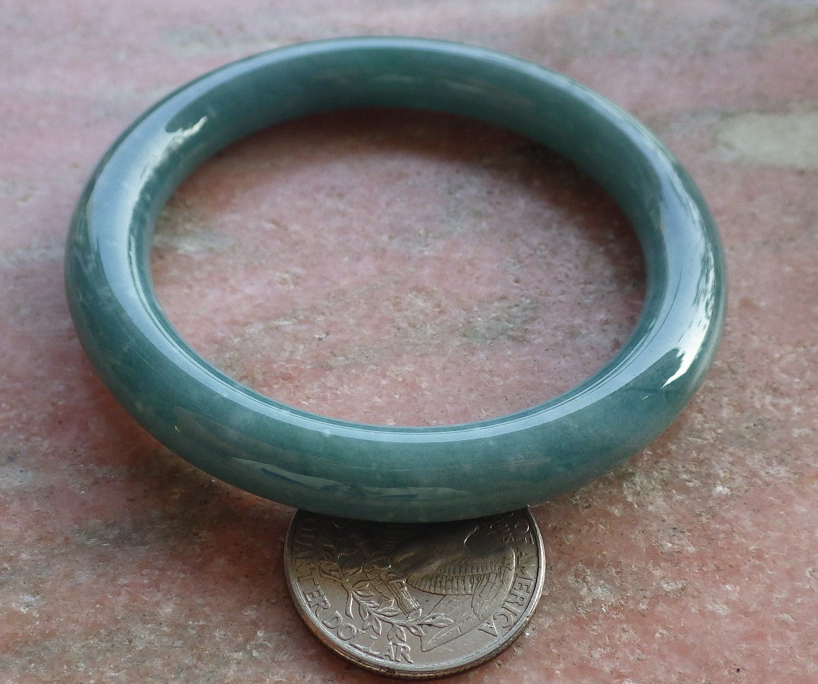 Certified Hand Carved Green Natural Myanmar Burma A JADE Circle Jadeite Bracelet Bangle 53mm