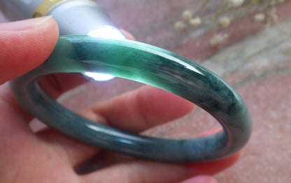 Certified Hand Carved Green 100% Natural Burma A JADE Circle Jadeite Bangle Bracelet 55mm