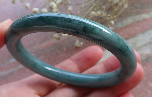 Certified Hand Carved Green 100% Natural Burma A JADE Circle Jadeite Bangle Bracelet 55mm