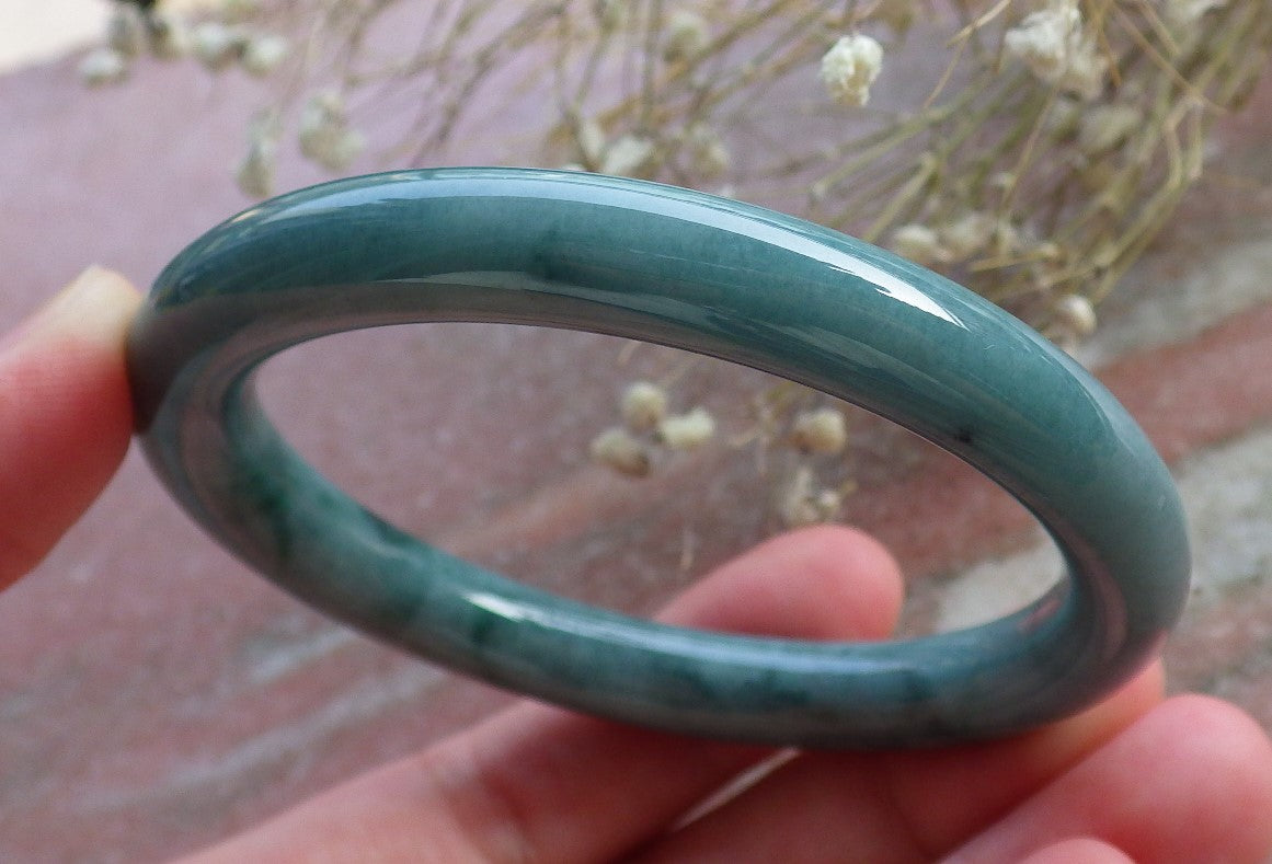 Certified Hand Carved Green 100% Natural Burma A JADE Circle Jadeite Bangle Bracelet 55mm