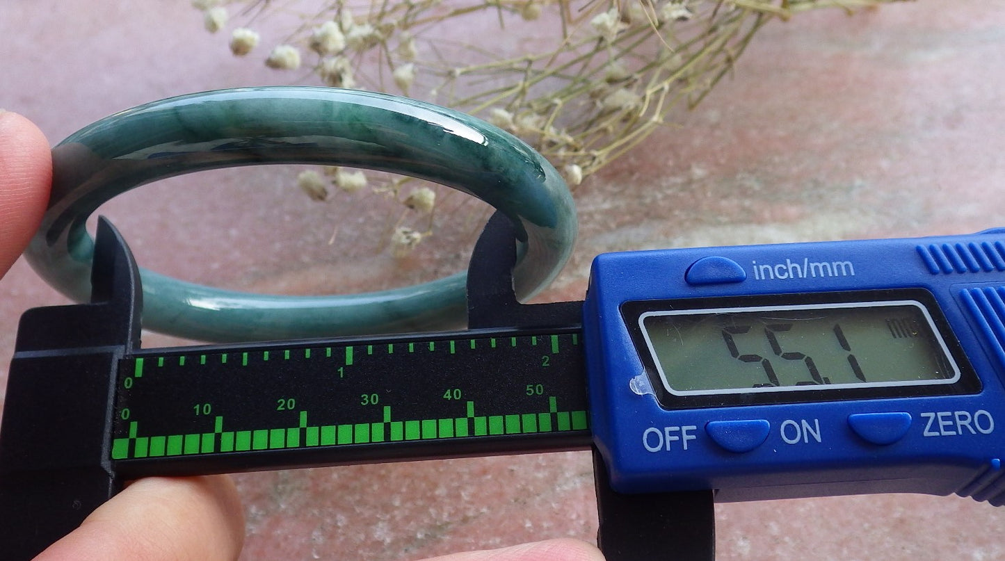Certified Hand Carved Green 100% Natural Burma A JADE Circle Jadeite Bangle Bracelet 55mm