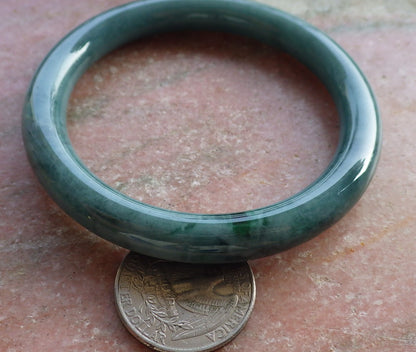 Certified Hand Carved Green 100% Natural Burma A JADE Circle Jadeite Bangle Bracelet 55mm