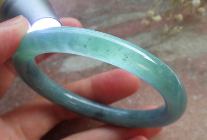 Certified Hand Carved Green Natural Burma A JADE Circle Jadeite Bangle Bracelet 53mm