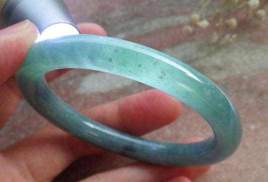 Certified Hand Carved Green Natural Burma A JADE Circle Jadeite Bangle Bracelet 53mm