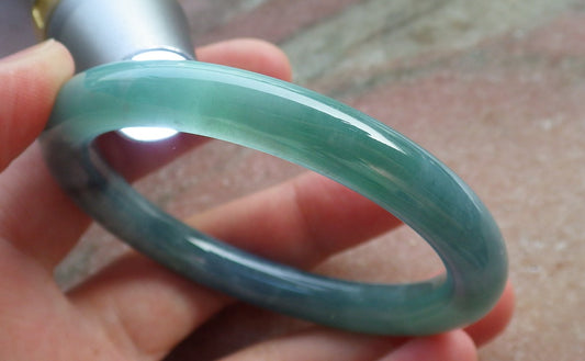 Certified Hand Carved Green Natural Burma A JADE Circle Jadeite Bangle Bracelet 53mm