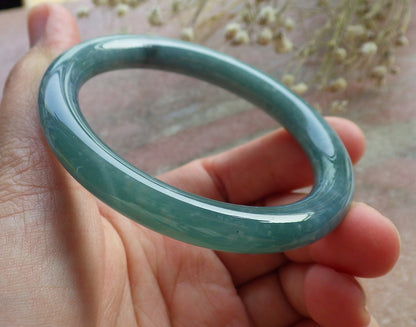 Certified Hand Carved Green Natural Burma A JADE Circle Jadeite Bangle Bracelet 53mm