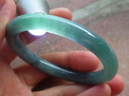 Certified Hand Carved Green Natural Burma A JADE Circle Jadeite Bangle Bracelet 53mm