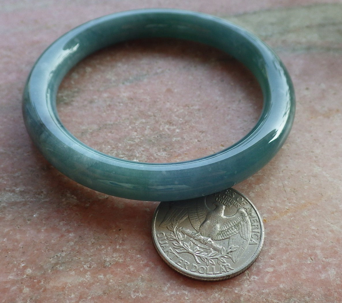 Certified Hand Carved Green Natural Burma A JADE Circle Jadeite Bangle Bracelet 53mm