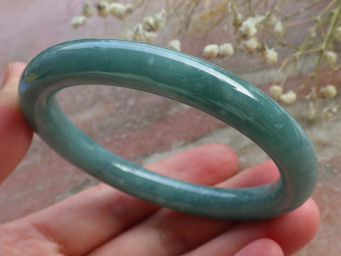 Certified Hand Carved Natural Myanmar Burma A JADE Circle Jadeite Bangle Bracelet 55mm