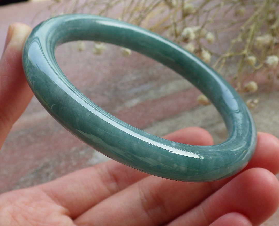 Certified Hand Carved Natural Myanmar Burma A JADE Circle Jadeite Bangle Bracelet 55mm
