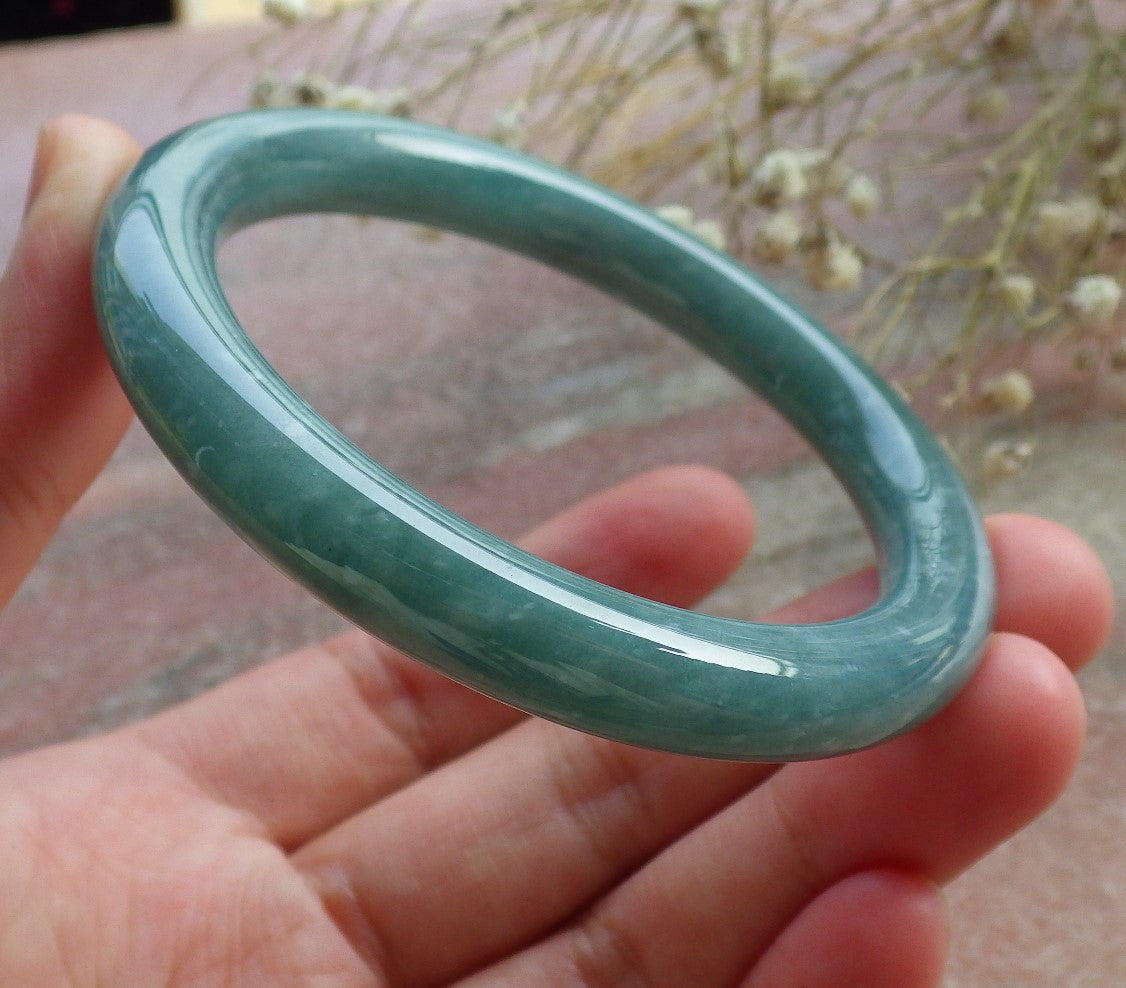 Certified Hand Carved Natural Myanmar Burma A JADE Circle Jadeite Bangle Bracelet 55mm