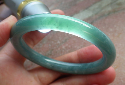 Certified Hand Carved Natural Myanmar Burma A JADE Circle Jadeite Bangle Bracelet 55mm