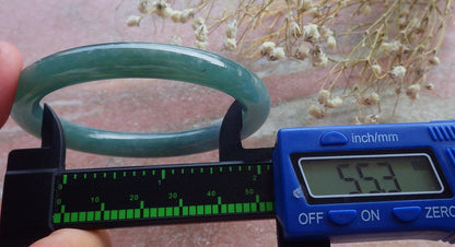Certified Hand Carved Water Blue Green Natural Myanmar Burma A JADE Circle Jadeite Bangle Bracelet 55mm