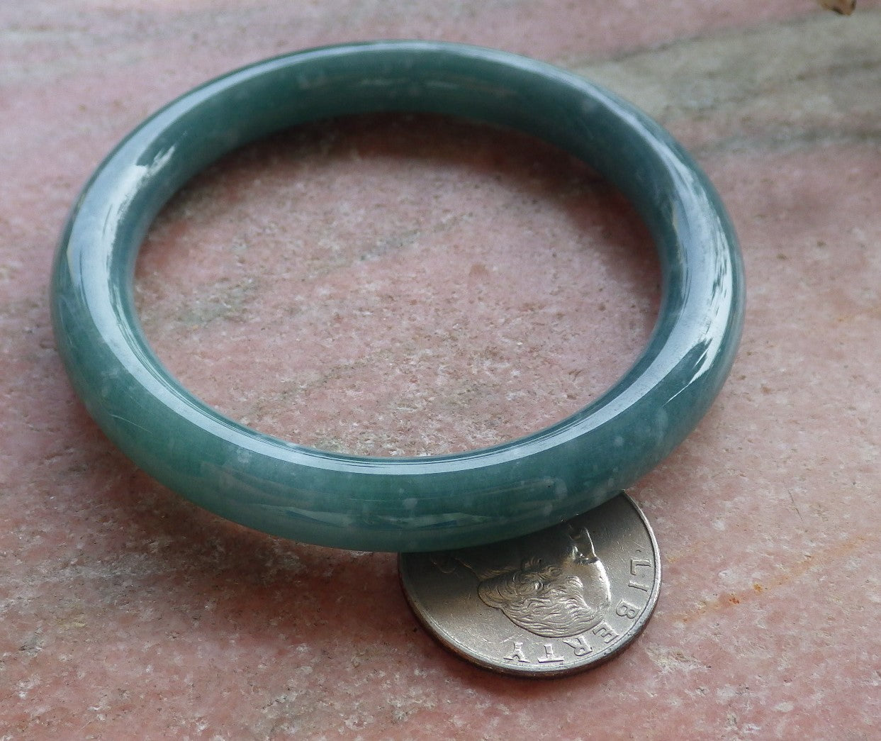 Certified Hand Carved Water Blue Green Natural Myanmar Burma A JADE Circle Jadeite Bangle Bracelet 55mm