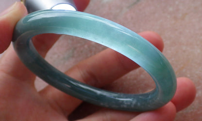 Certified Hand Carved Blue Water Green Natural Myanmar Burma A JADE Circle Jadeite Bangle Bracelet 53mm