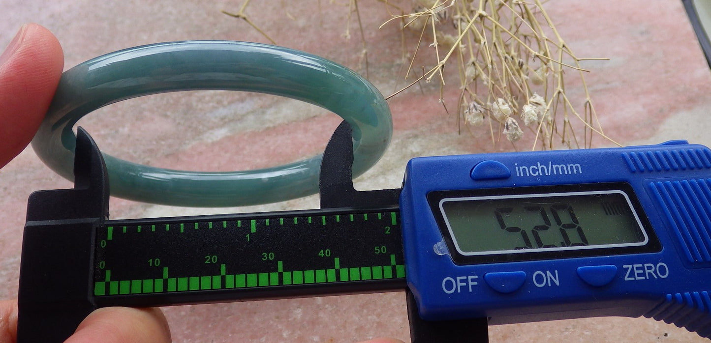 Certified Hand Carved Blue Water Green Natural Myanmar Burma A JADE Circle Jadeite Bangle Bracelet 53mm