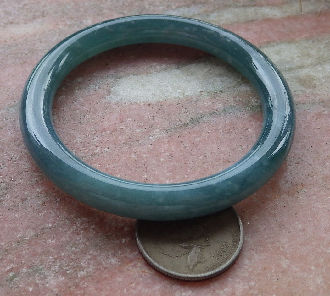 Certified Hand Carved Blue Water Green Natural Myanmar Burma A JADE Circle Jadeite Bangle Bracelet 53mm