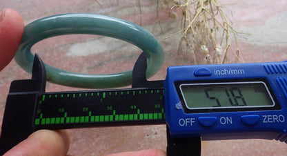 Certified Hand Carved Icy Blue Water Green Natural Myanmar Burma A JADE Circle Jadeite Bangle Bracelet 52mm