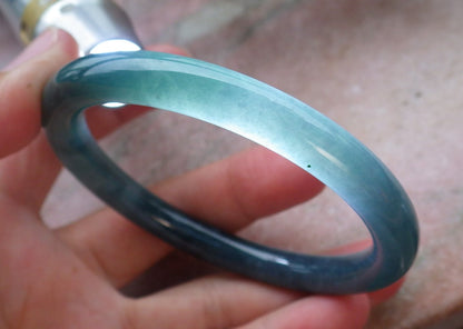 Certified Hand Carved Green Natural Myanmar Burma A JADE Circle Jadeite Bracelet Bangle 57mm