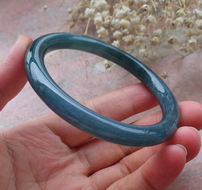 Certified Hand Carved Green Natural Myanmar Burma A JADE Circle Jadeite Bracelet Bangle 57mm