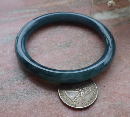 Certified Hand Carved Green Natural Myanmar Burma A JADE Circle Jadeite Bracelet Bangle 57mm