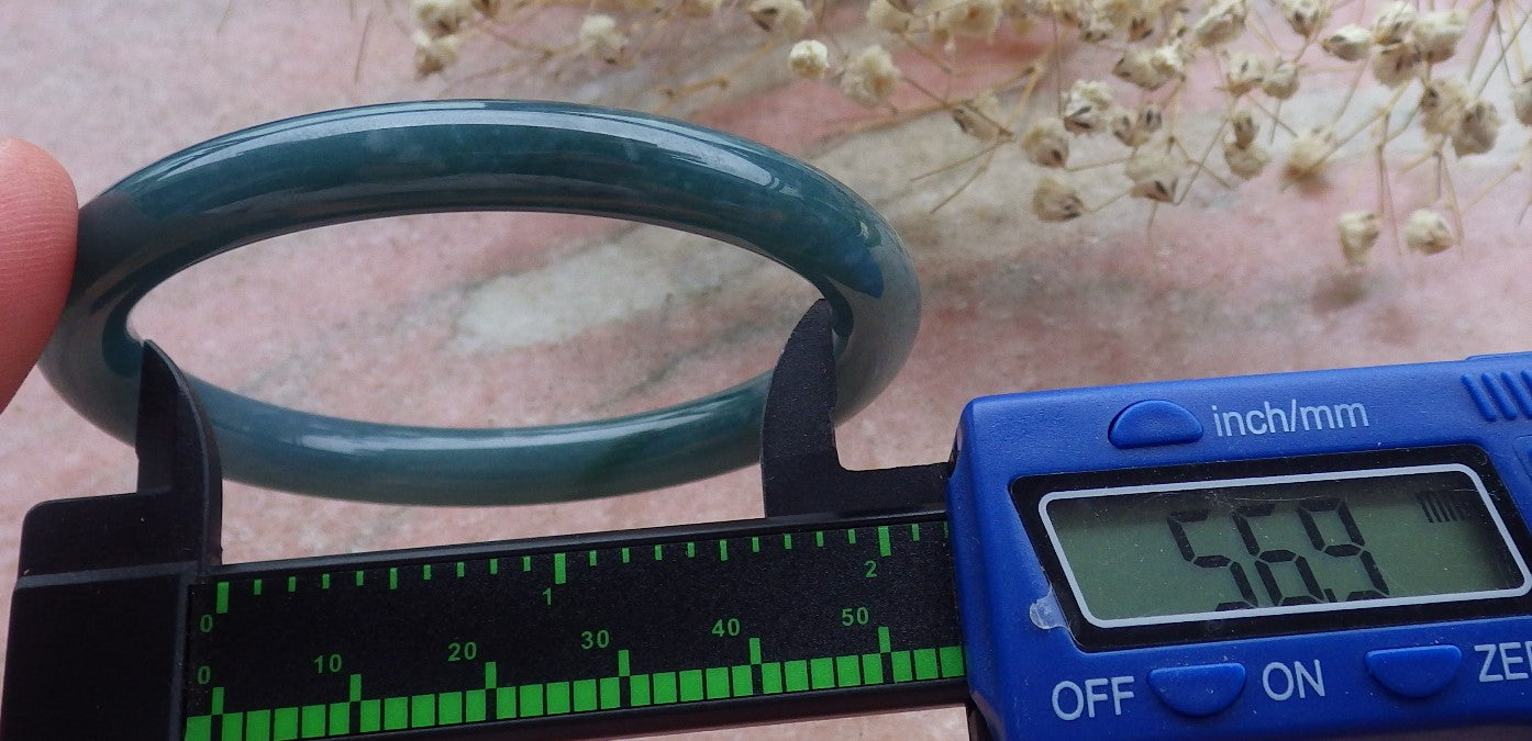 Certified Hand Carved Green Natural Myanmar Burma A JADE Circle Jadeite Bracelet Bangle 57mm