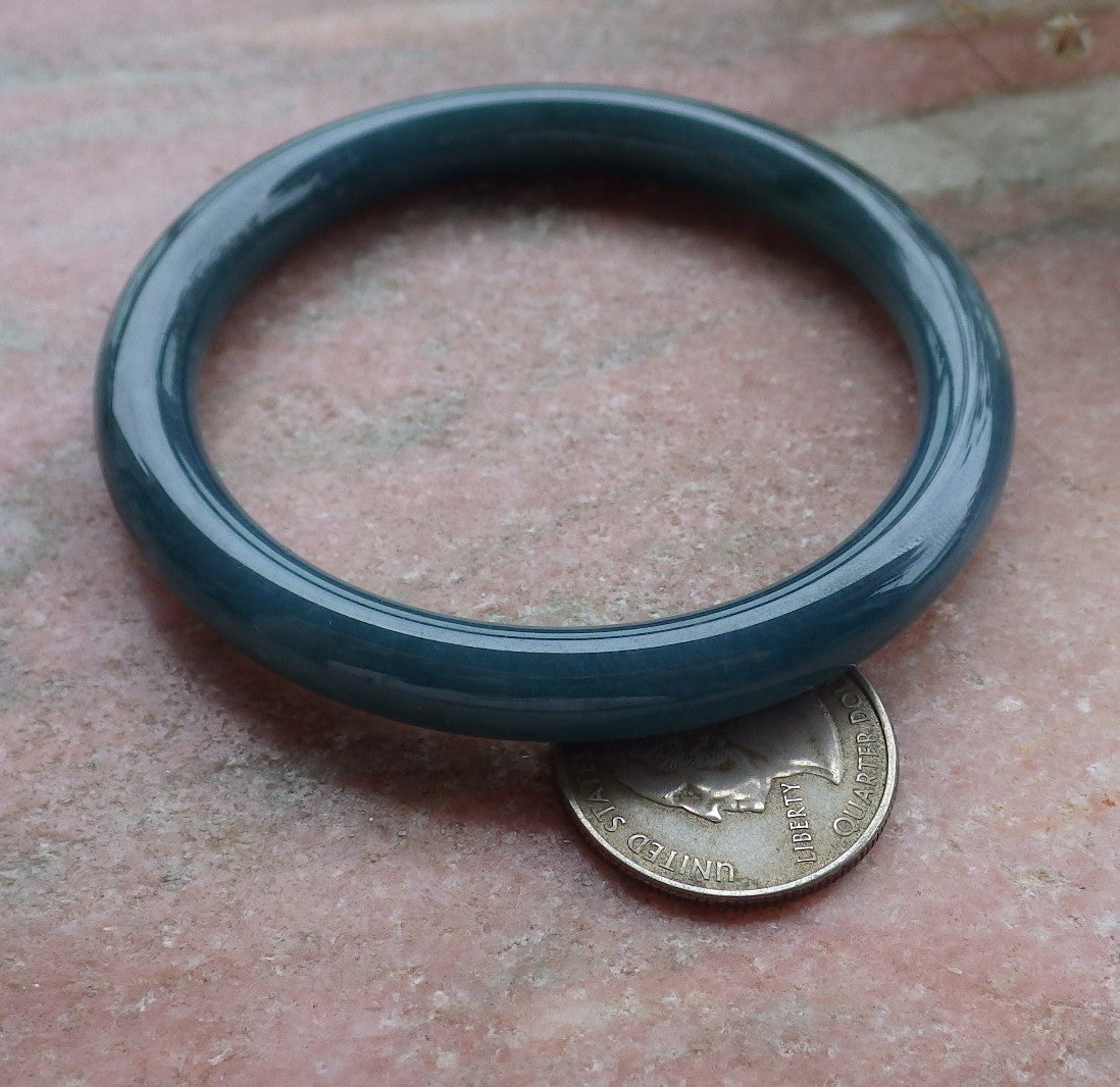 Certified Hand Carved Green Natural Myanmar Burma A JADE Circle Jadeite Bracelet Bangle 57mm