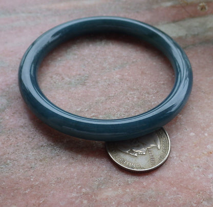 Certified Hand Carved Green Natural Myanmar Burma A JADE Circle Jadeite Bracelet Bangle 57mm