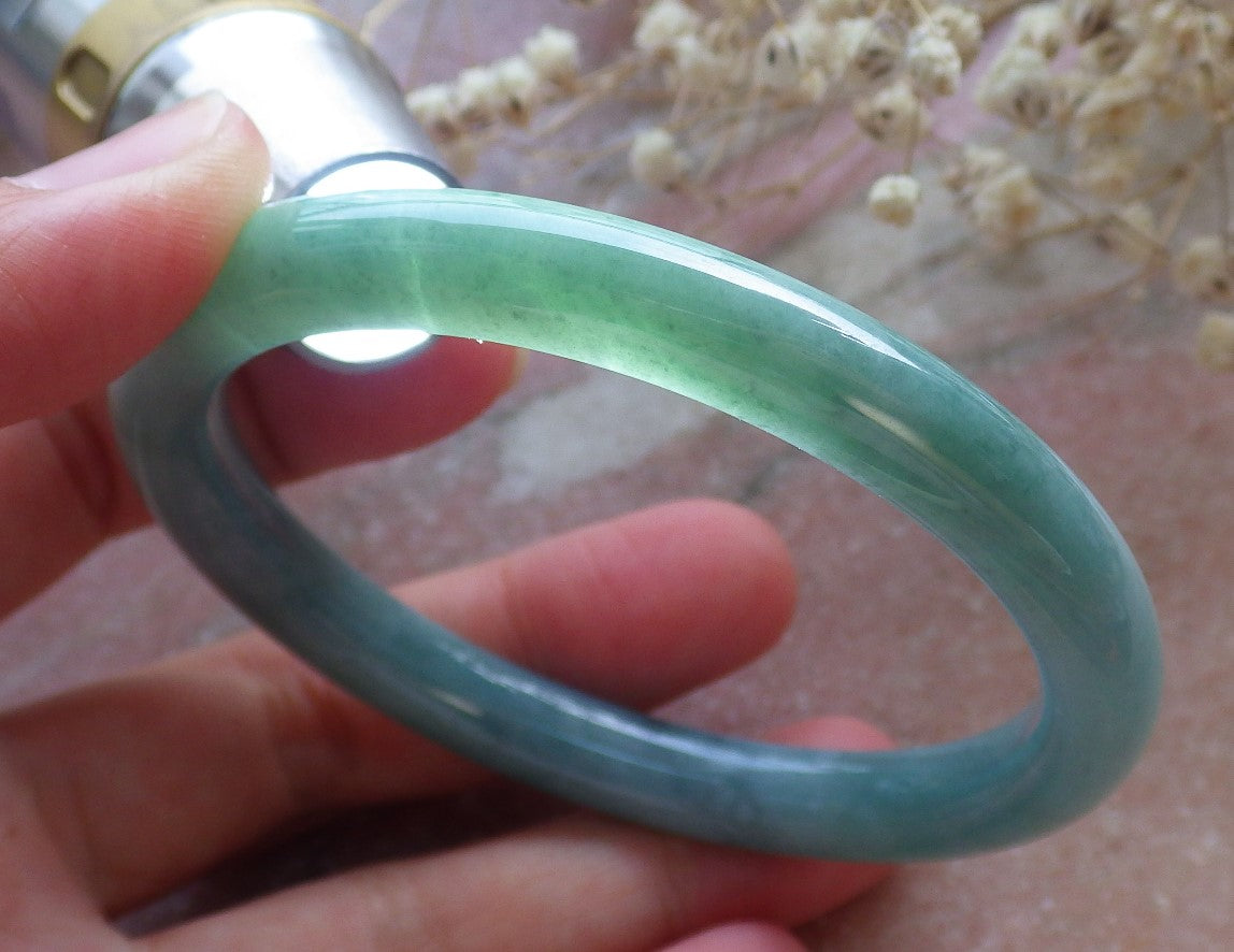 Certified Hand Carved Green 100% Natural Myanmar Burma A JADE Circle Jadeite Bracelet Bangle 57mm