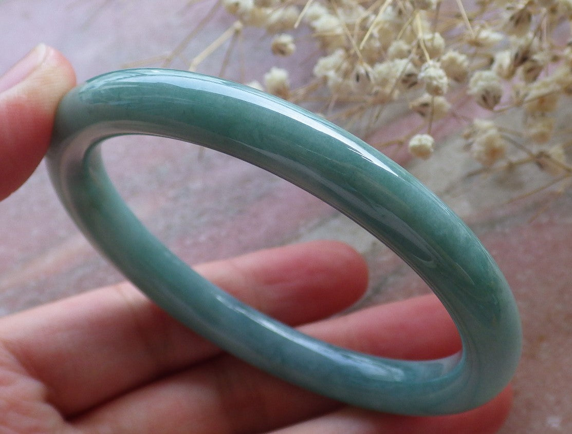 Certified Hand Carved Green 100% Natural Myanmar Burma A JADE Circle Jadeite Bracelet Bangle 57mm