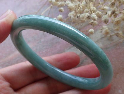Certified Hand Carved Green 100% Natural Myanmar Burma A JADE Circle Jadeite Bracelet Bangle 57mm