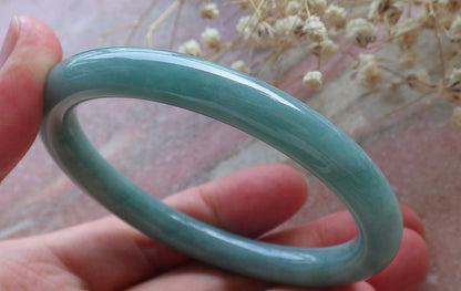 Certified Hand Carved Green 100% Natural Myanmar Burma A JADE Circle Jadeite Bracelet Bangle 57mm