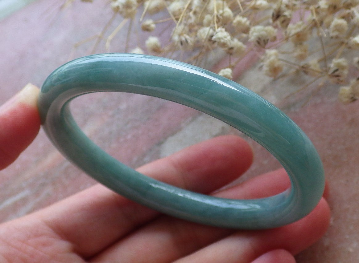 Certified Hand Carved Green 100% Natural Myanmar Burma A JADE Circle Jadeite Bracelet Bangle 57mm