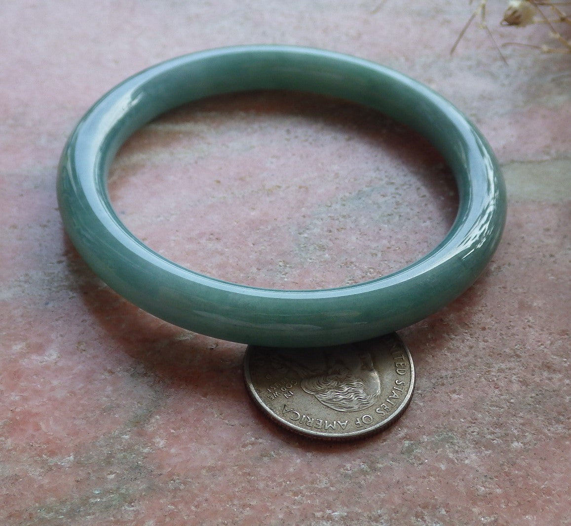 Certified Hand Carved Green 100% Natural Myanmar Burma A JADE Circle Jadeite Bracelet Bangle 57mm