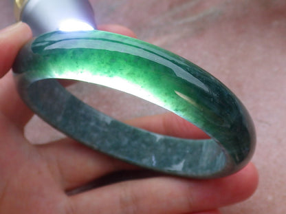 Certified Hand Carved Green 100% Natural Myanmar Burma A JADE Circle Jadeite Bracelet Bangle 58mm