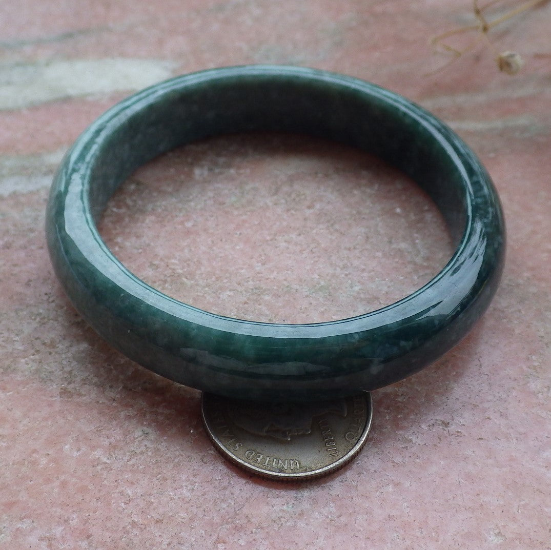 Certified Hand Carved Green 100% Natural Myanmar Burma A JADE Circle Jadeite Bracelet Bangle 58mm