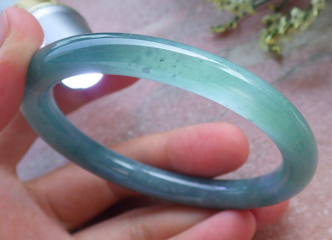 Certified Hand Carved Green Natural A JADE Circle Jadeite Bangle Bracelet 55mm