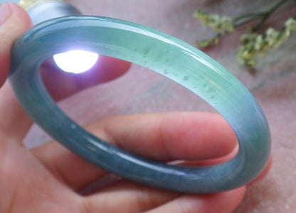 Certified Hand Carved Green Natural A JADE Circle Jadeite Bangle Bracelet 55mm