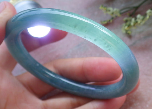 Certified Hand Carved Green Natural A JADE Circle Jadeite Bangle Bracelet 55mm