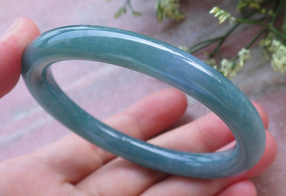 Certified Hand Carved Green Natural A JADE Circle Jadeite Bangle Bracelet 55mm