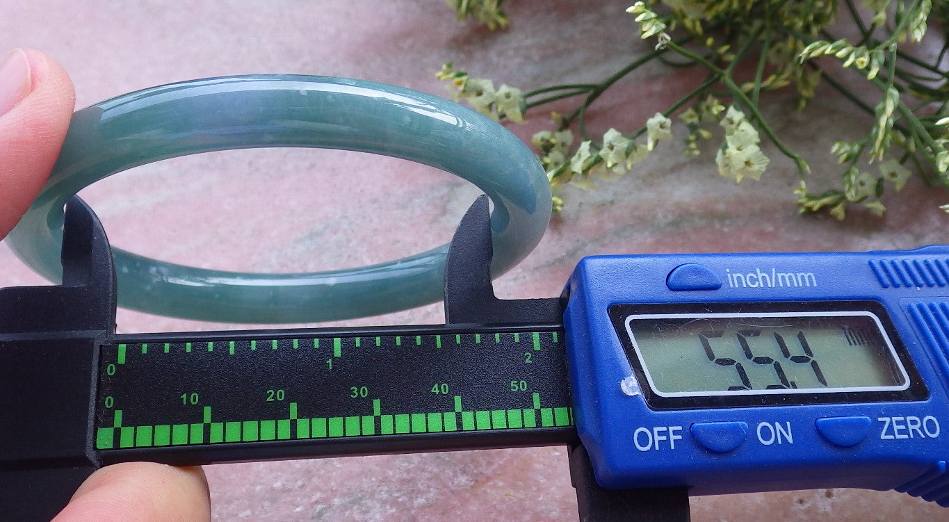 Certified Hand Carved Green Natural A JADE Circle Jadeite Bangle Bracelet 55mm
