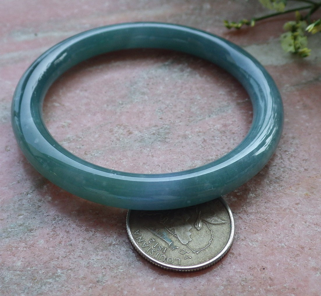 Certified Hand Carved Green Natural A JADE Circle Jadeite Bangle Bracelet 55mm