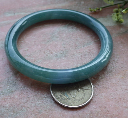 Certified Hand Carved Green Natural A JADE Circle Jadeite Bangle Bracelet 55mm