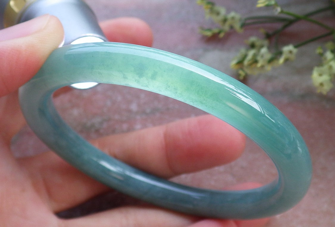 Certified Hand Carved Green Natural A JADE Circle Jadeite Bangle Bracelet 57mm