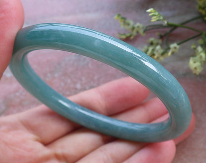 Certified Hand Carved Green Natural A JADE Circle Jadeite Bangle Bracelet 57mm