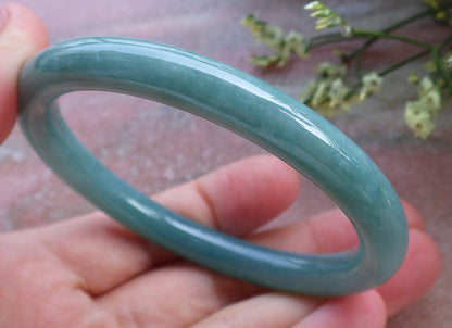 Certified Hand Carved Green Natural A JADE Circle Jadeite Bangle Bracelet 57mm