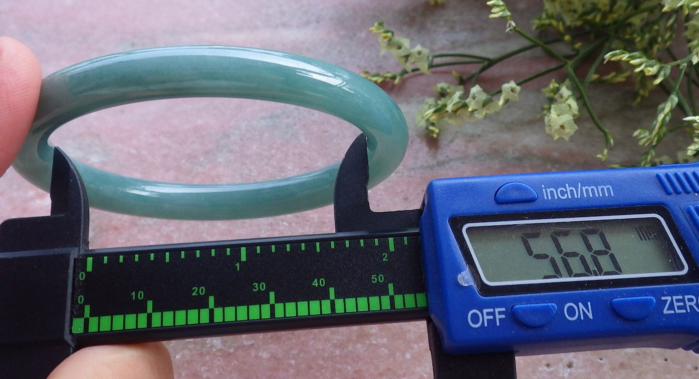 Certified Hand Carved Green Natural A JADE Circle Jadeite Bangle Bracelet 57mm